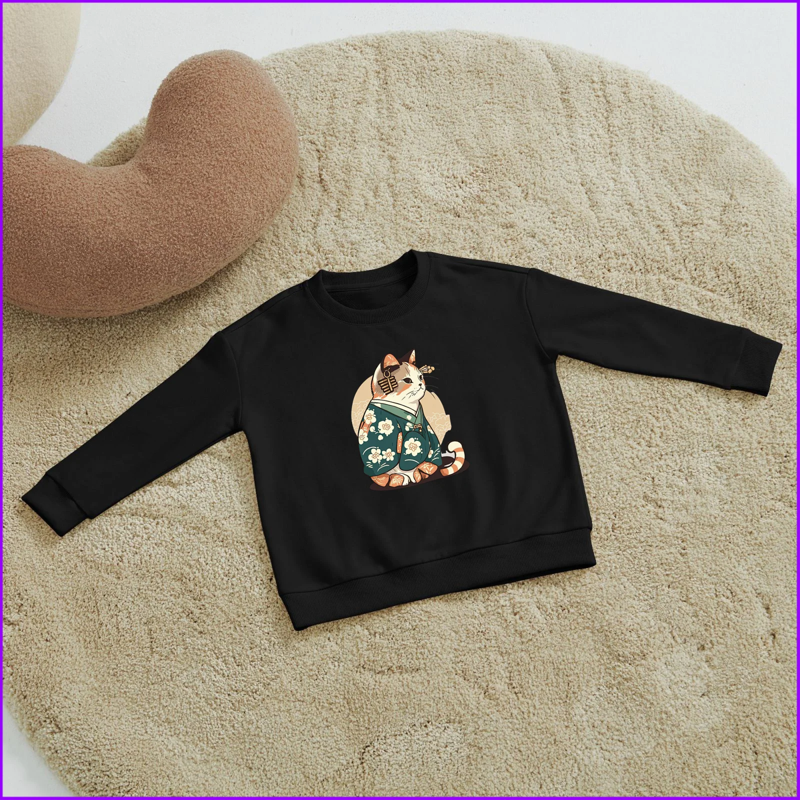 Japanese cats kimono style sja2470 Kids boys girls hoodies sweatshirts high nightmare wednesday outerwear sweaters winter tweens