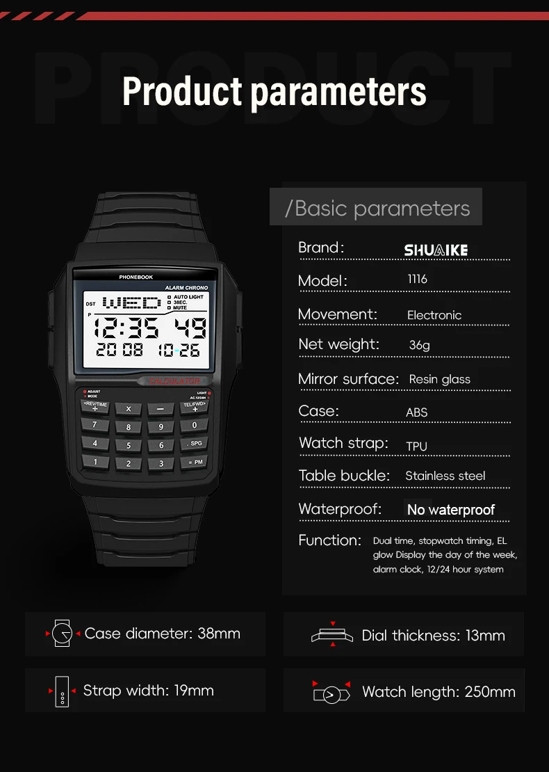 Men's Digital LED Calculator Watch thumbnail 9