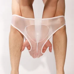 Unisex Seamless See Through Stretch Panties Shorts Sexy Oily Transparent Underwear Breathable Erotic Gunmetal Separate Panties