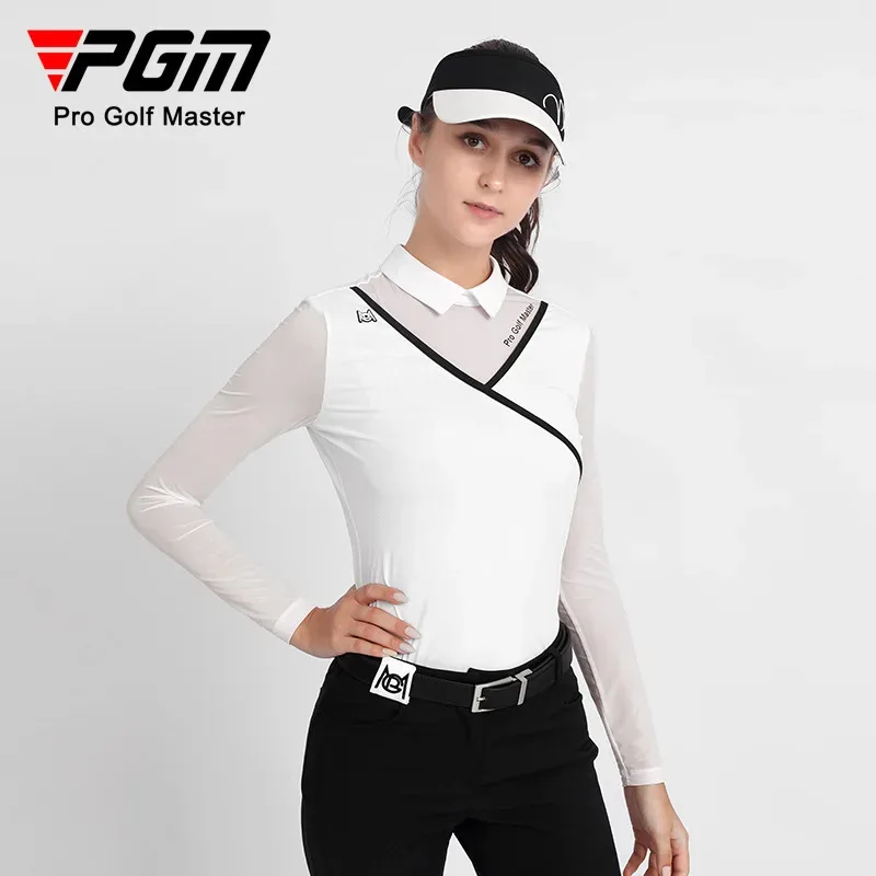 

PGM YF476 Golf Women's Long Sleeve T Shirts Breathable Ice Silk Summer Spring Autumn Elastic Comfort Back Zipper Apparel Women