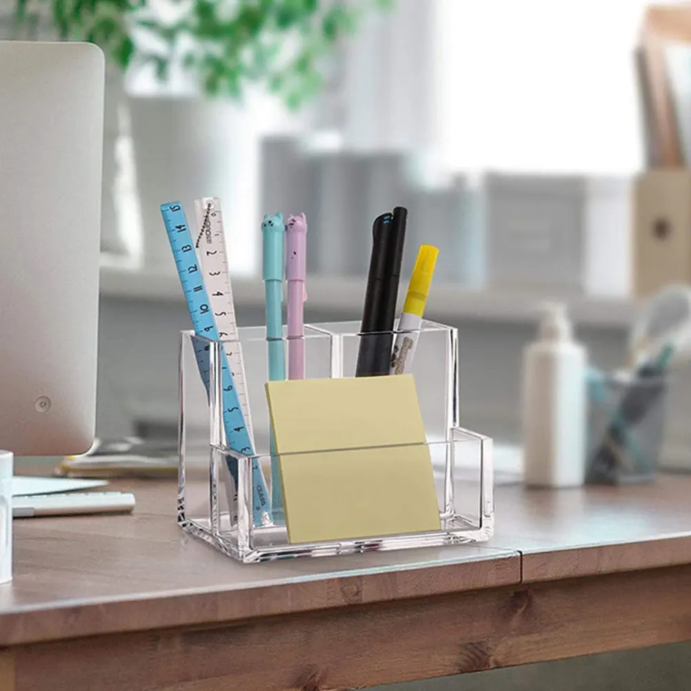 

2 Pcs Pen Storage Box Desk Pencil Holder Organizer Table Desktop Transparent Container for Pens Girl