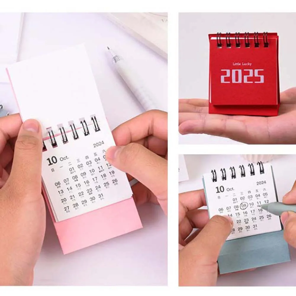 2024 2025 Mini Simple Small Desk Calendar Pocket Portable Memo Calendar Daily Learning Planner Desktop Decoration