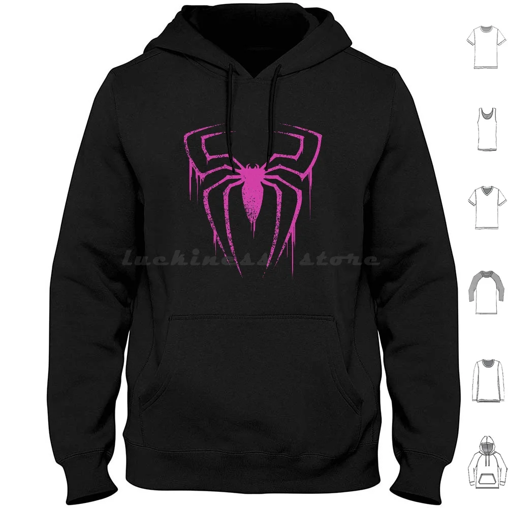 Spider Symbol Pink Version Hoodie cotton Long Sleeve Spider Sense Pink Check Spider Graffiti Spider Miles Morales Spider