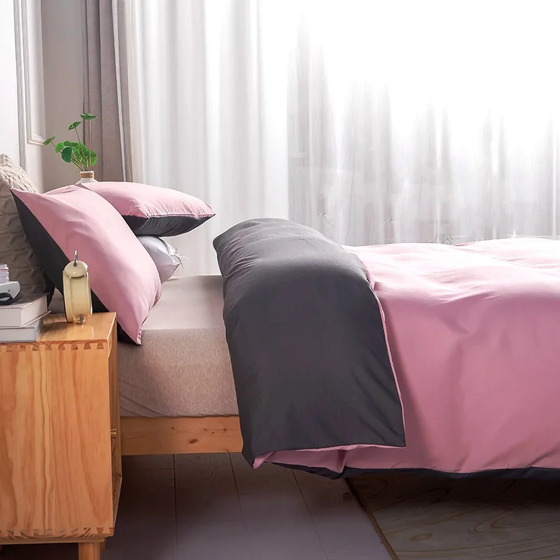 2/3 Pcs New Solid Color Quilt Cover Set Skin-Friendly Duvet Cover with 2 Pillowcases No Sheets Full Queen King Size Bedclothes