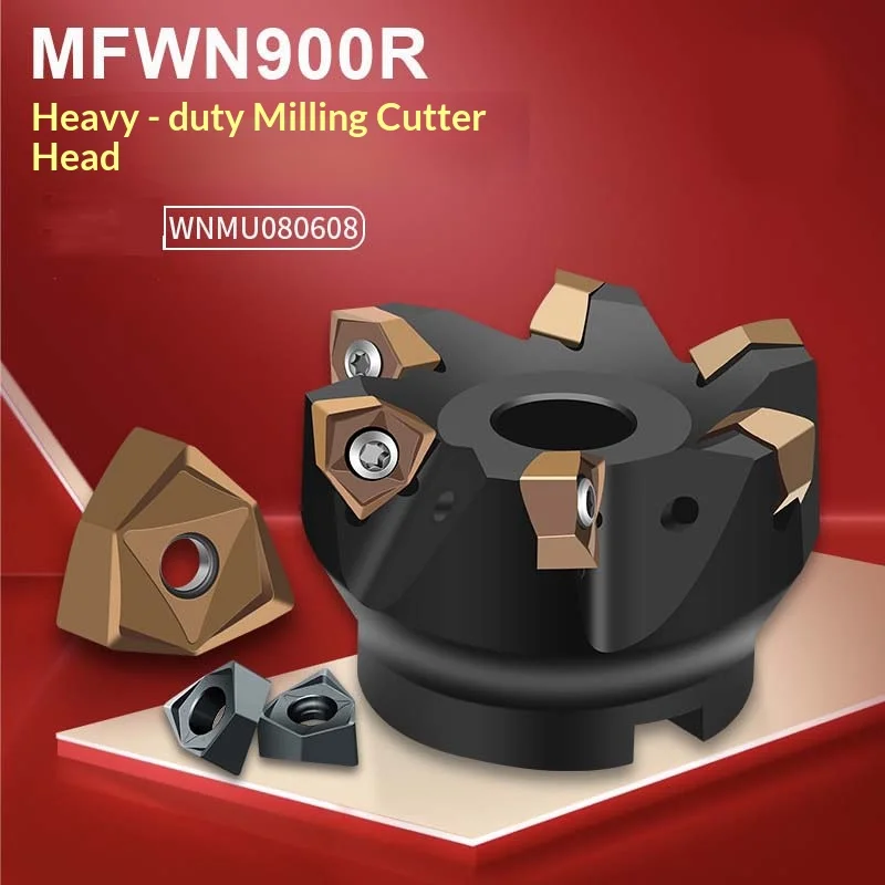 MFWN 90 Degree Double-Sided Hexagonal Plane Re-Cutting Milling Cutter Head WNMU080608 Insert for Rough Machining Fast Milling