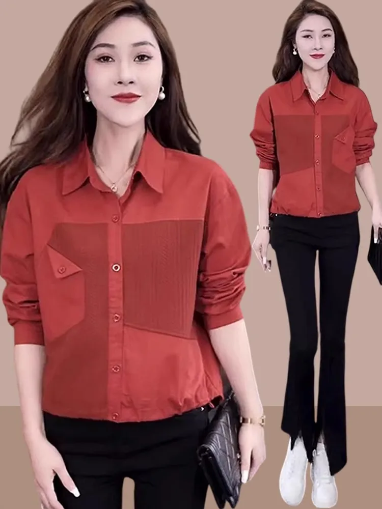 

Весна 2025: Модный женский топ с длинным рукавом, свободного кроя, с воротником, однотонный, универсальный, малый размер