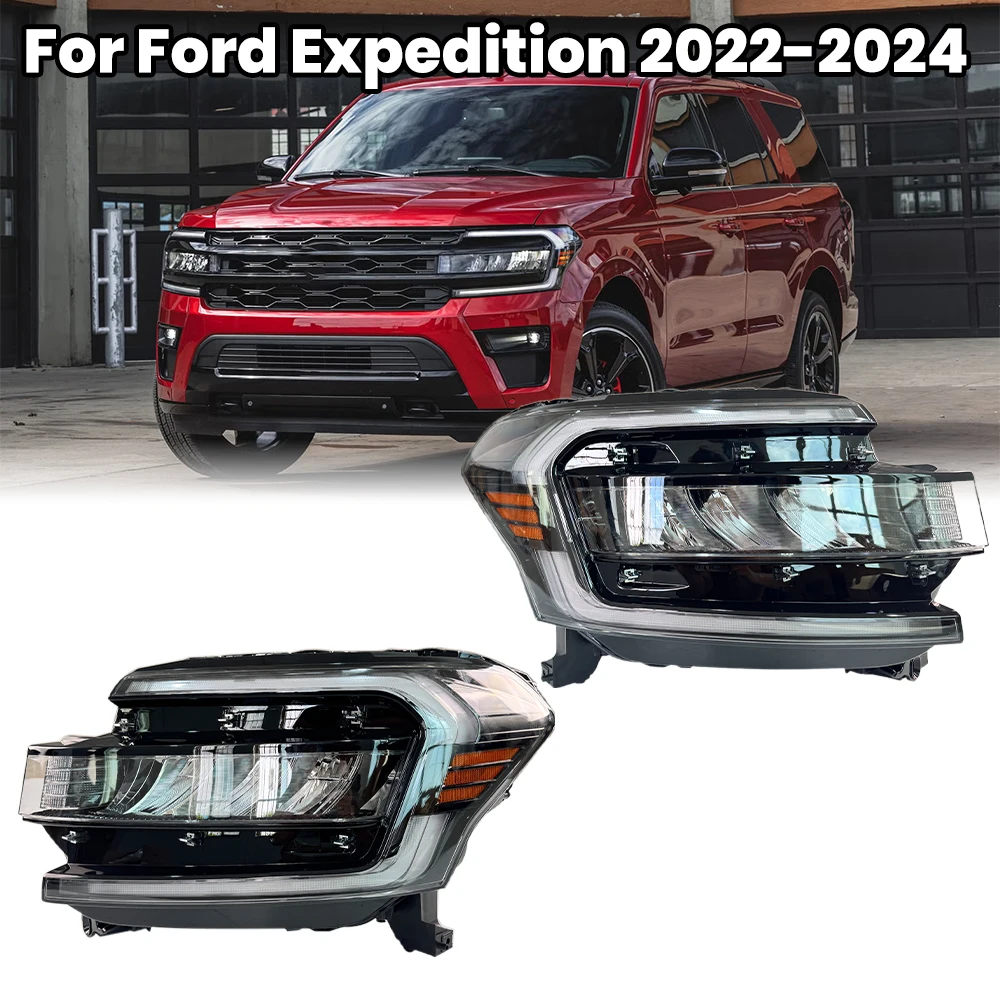 

Фара для Ford Expedition 2022 2023 2024 2025 в сборе, полностью светодиодная высокая конфигурация со светодиодным указателем поворота