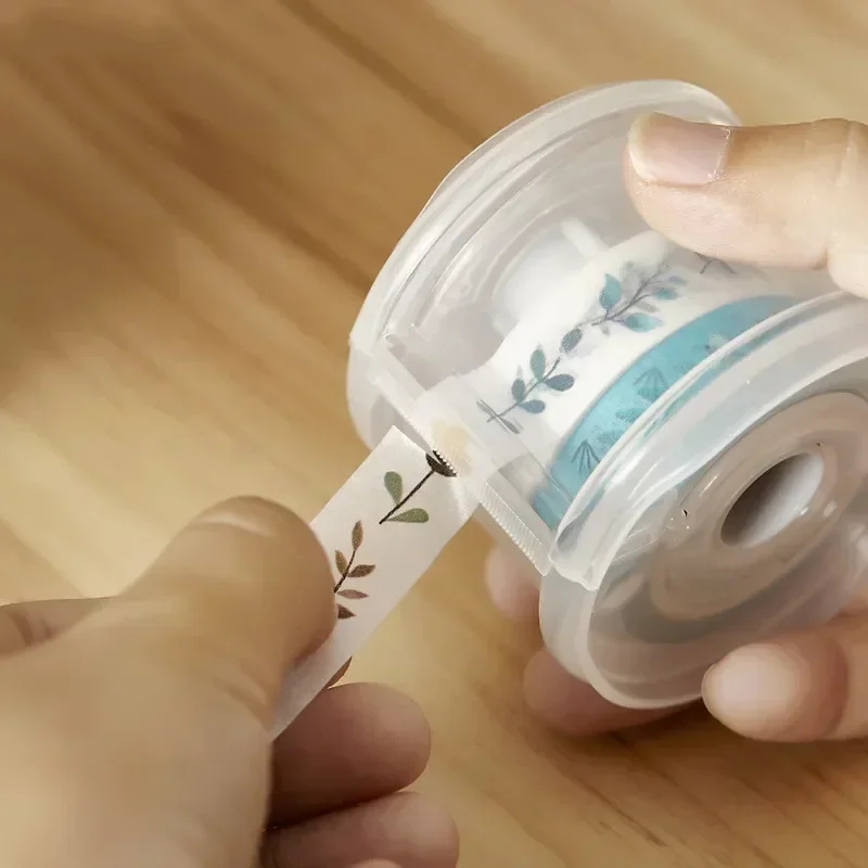 Creative Circular Transparent Tape Storage Box Multifunctional Portable Mini Tape Cutter