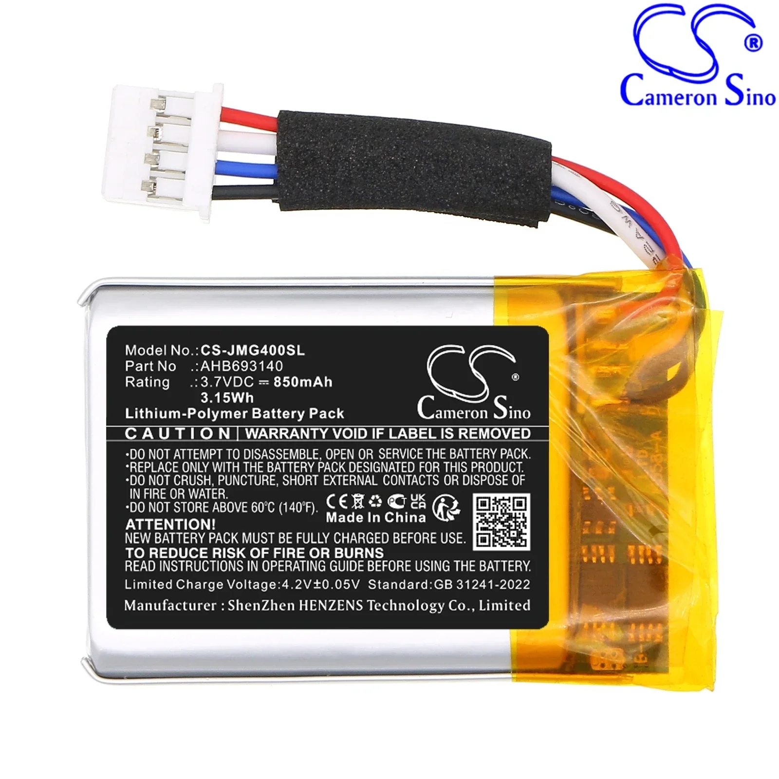 Cameron Sino 3.7V 850mAh Replacement Speaker Battery for JBL AHB693140 Go 4