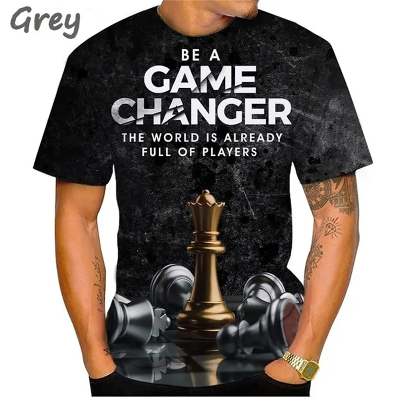 Tshirts Chess Summer 3D Print T Shirt For Men Tees Streetwear Crew Neck Short Sleeve Loose T Shirt Oversized KidsTops Clothes