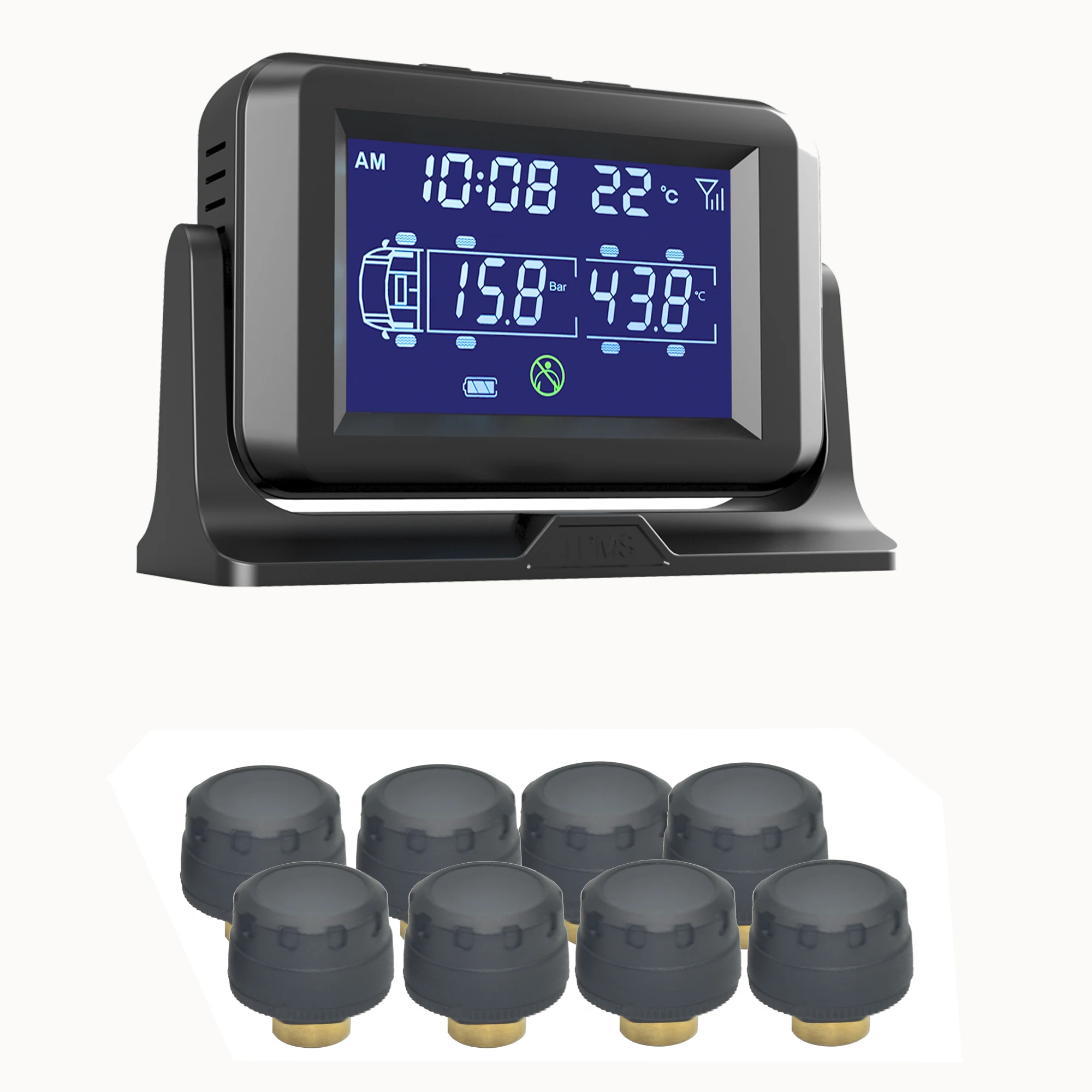 

Wholesale 8-Sensor Digital Tire Pressure Monitoring System TPMS for Heavy Trucks Buses Trailers Tire Gauges