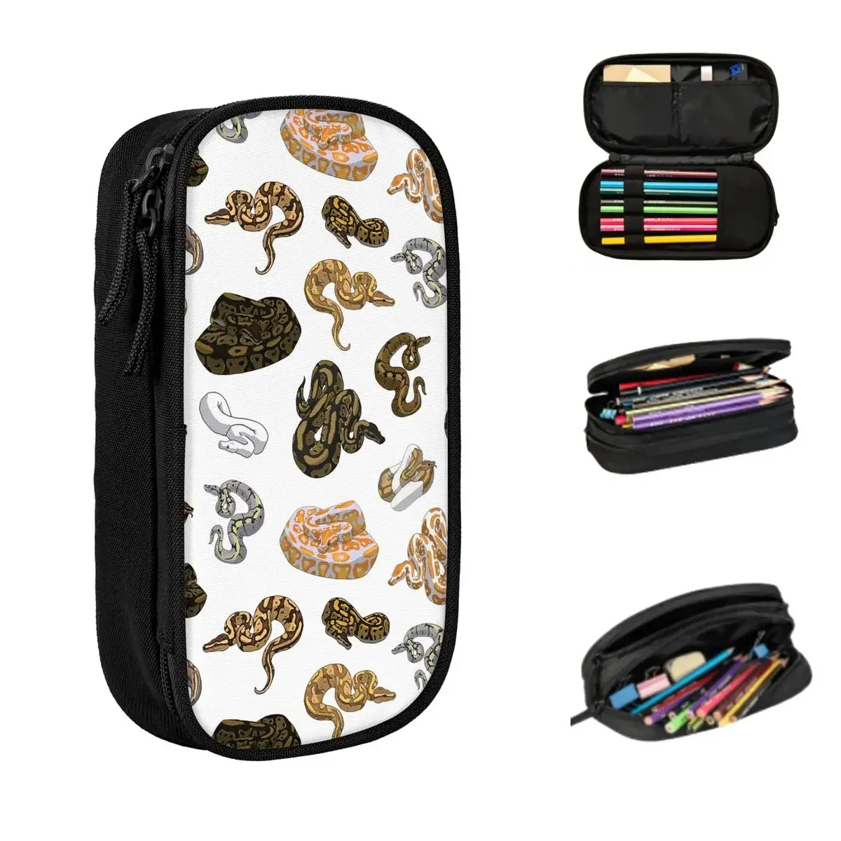 Ball Python Morph Snake Pattern Pencil Cases Large Storage Pen Bags Pen Box Pencil Pouch For Boys Girls Students Stationery