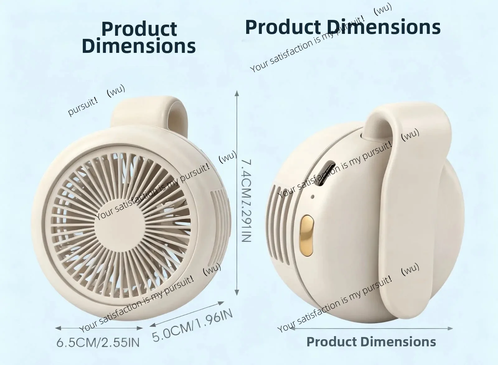 for Outdoor Mini Fan Portable Silent Bladeless Electric Fan, Adjustable 3-Speed Suspended Waist Fan, Rotating Body Fan
