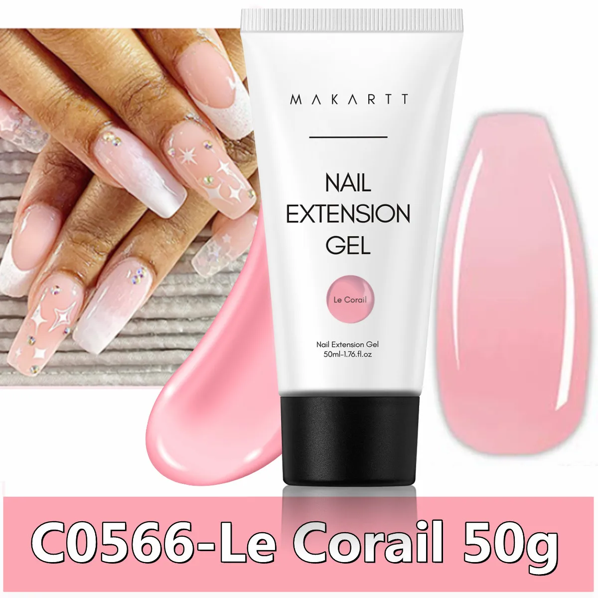 Makartt Poly Nagelverlengingsgel 50ML Roze Transparant Wit Blauw Acryl Nagelgel Trendy Nagelkunst Design Franse Manicure Voor Beginners
