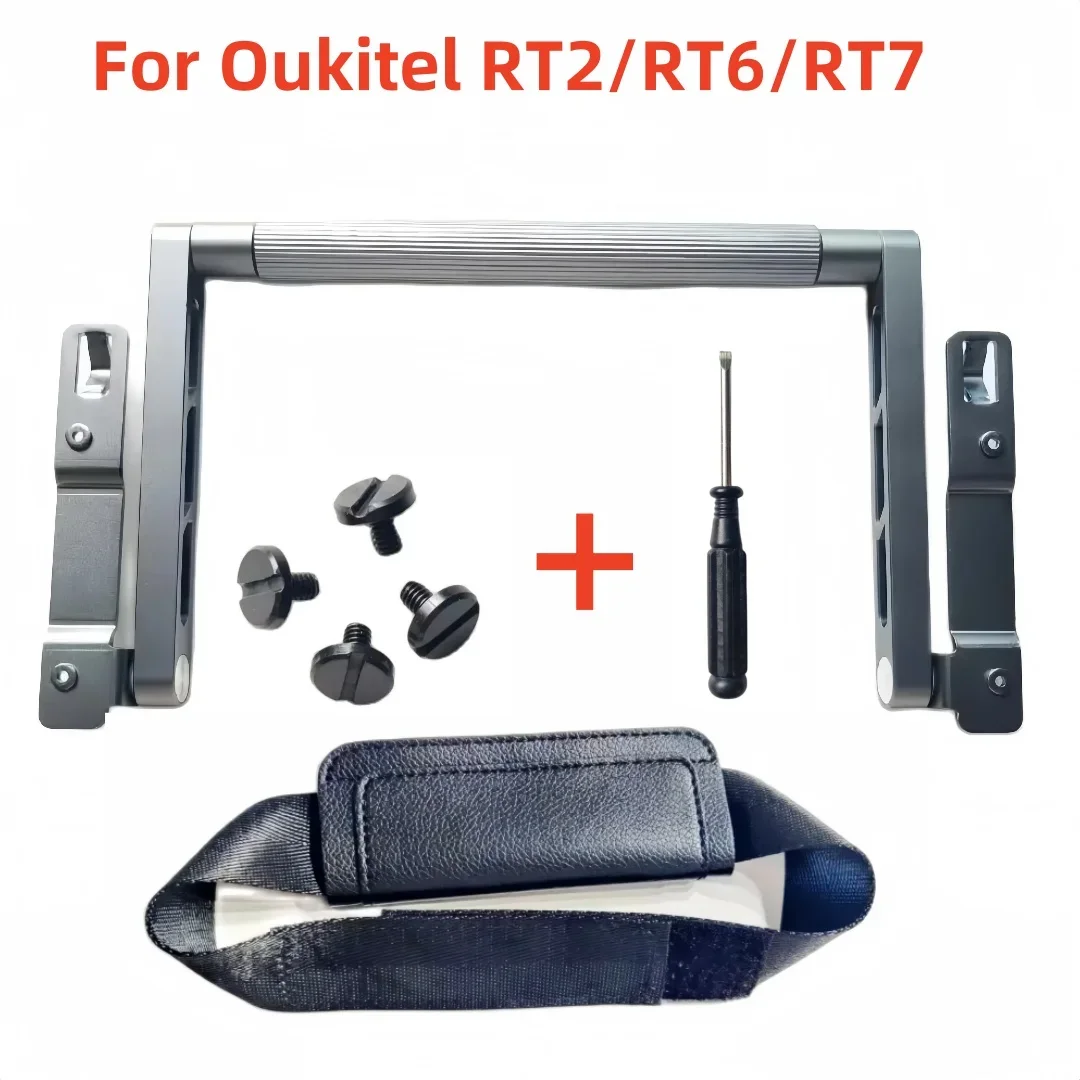 Oryginalna, odporna na wstrząsy podstawka pod tablet ze stopu aluminium + tylna przenośna skórzana obudowa do Oukitel RT2 / RT6 / RT7 wytrzymała ze śrubami