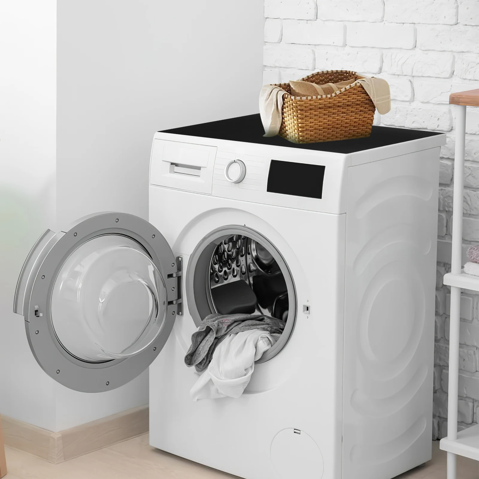 

Washing Machine Dust Cover Pure Color Non Slip Absorbent Mats Protector Topper for Front Load Dryer Laundry Room Decor