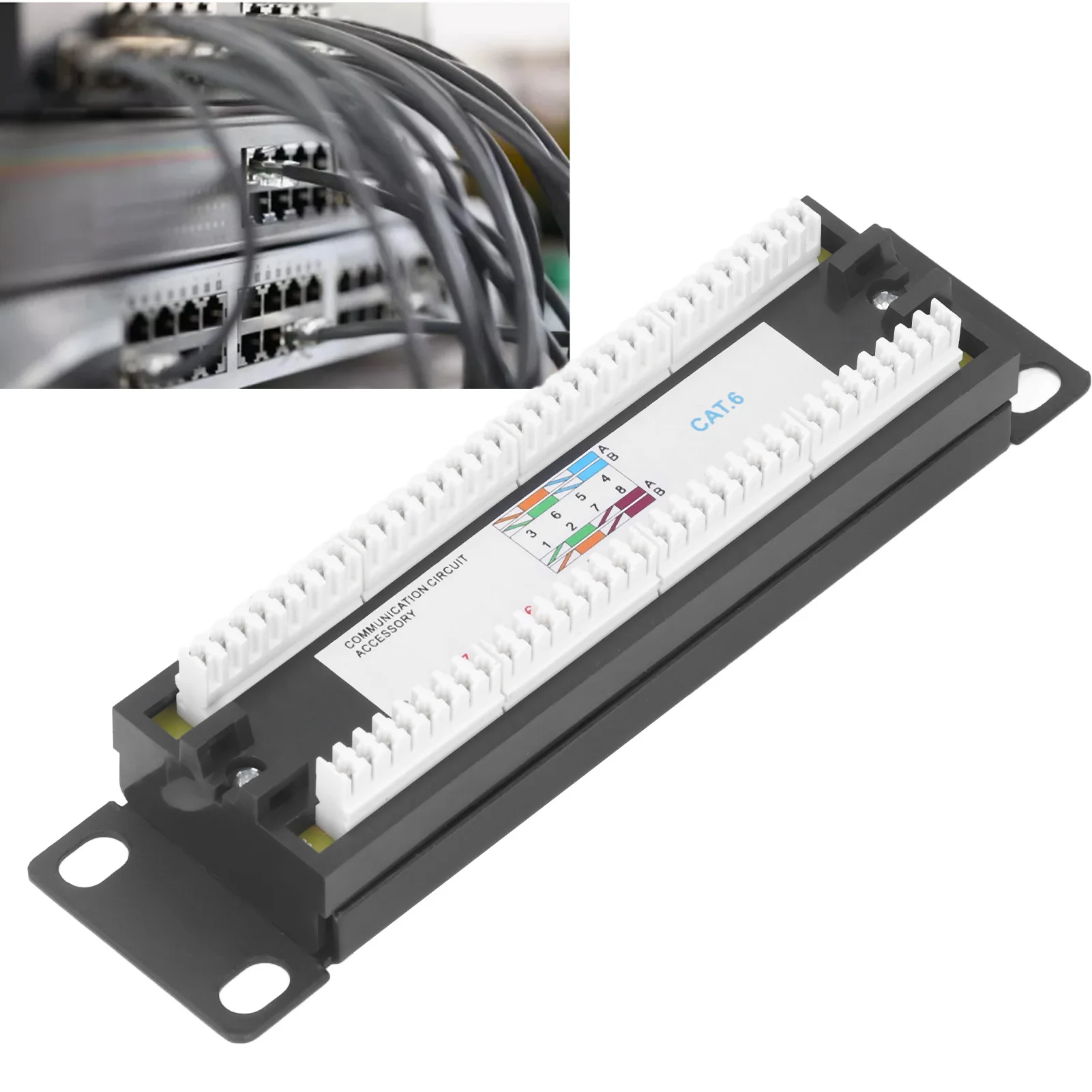 8 Ports Wall Mount Network Patch Panel UTP Cat6 Unshielded Wiring Bracket for 23‑28AWG Cable Cat6 Unshielded Patch Panel