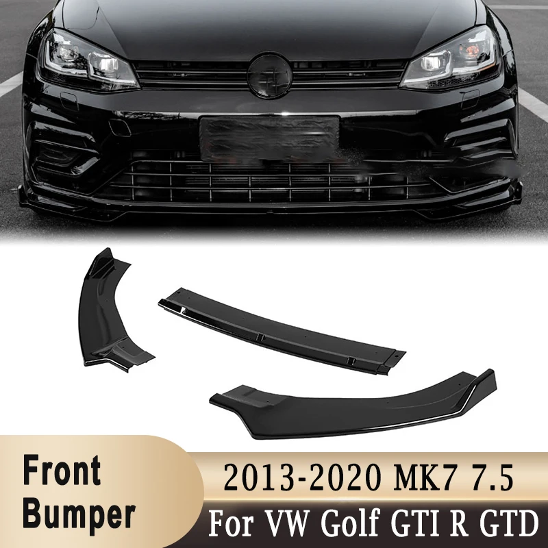 

3Pcs Front Bumper Spoiler Lip for Volkswagen VW Golf GTI GTD R R-Line MK7 MK7.5 2013-2020 Lower Bumper Protector Modification