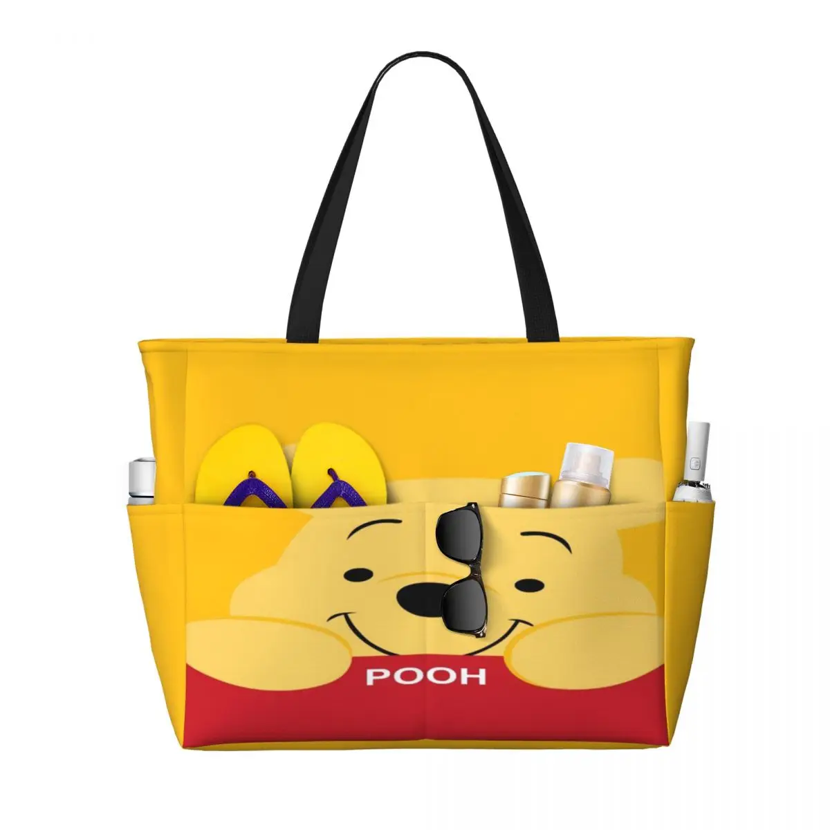 Bolso de mano personalizado Winnie The Pooh para mujer, bolsa de playa Extra grande para gimnasio, lindo oso, bolsas de compras de viaje