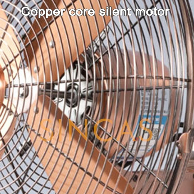 Ventilatore oscillante da parete vintage in metallo 100 °   Ristorante commerciale domestico in rame antico ad alta velocità regolabile a 3 velocità