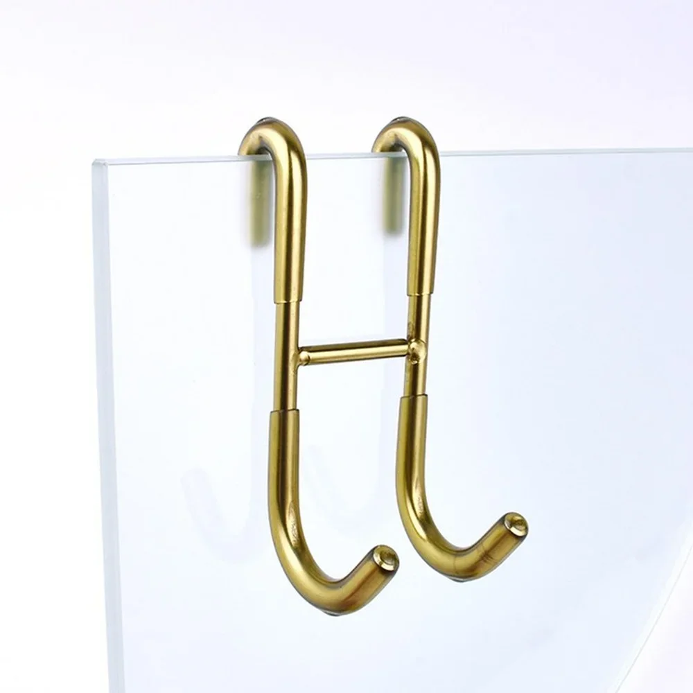 Shower Door Hook Stainless Steel Over the Frameless Glass Door Hanger for Bath Towels Clean Ball Squeegee Holder Rack S-Shape