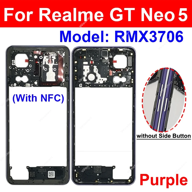 For Realme GT Neo 5 GT Neo 5Se GT3 Middle Housing Frame with Side