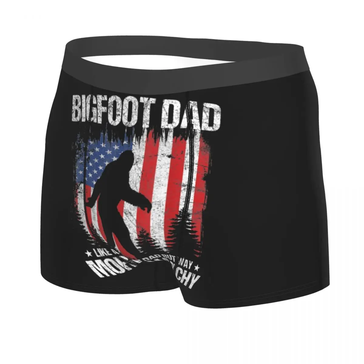 Custom Cool Mens Bigfoot Dad American Flag Boxers Shorts Panties Male Underpants Stretch Sasquatch Fathers Day Briefs Underwear