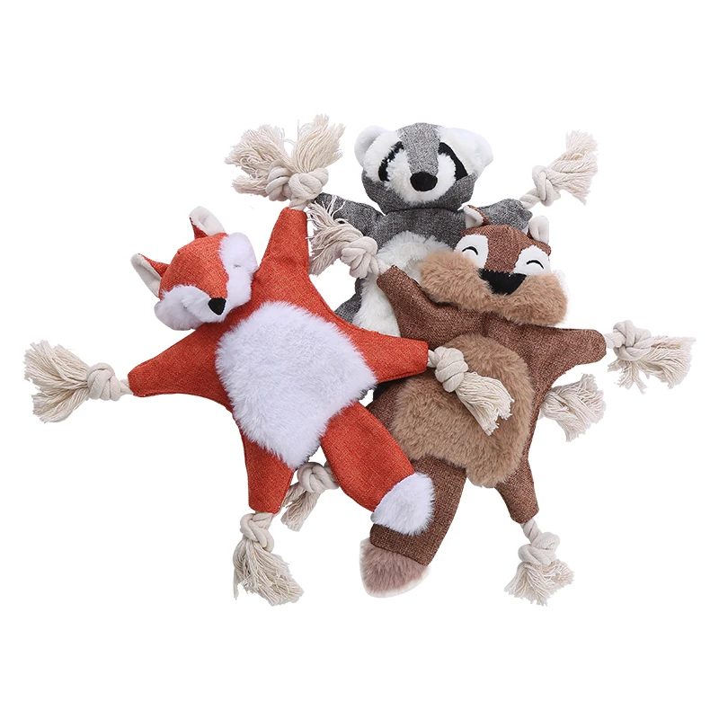 Dog plush squirrel fox shell shape containing sound paper BB called bite-resistant molar pet toy