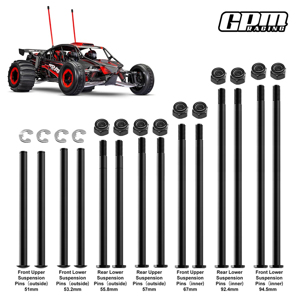 GPM سبائك الكربون المتوسطة الصلب تصلب التعليق الأمامي والخلفي A-الذراع دبوس دبوس ترقية أجزاء ل TRAXXAS 1/6 FUNCO PRO 2WD SAND