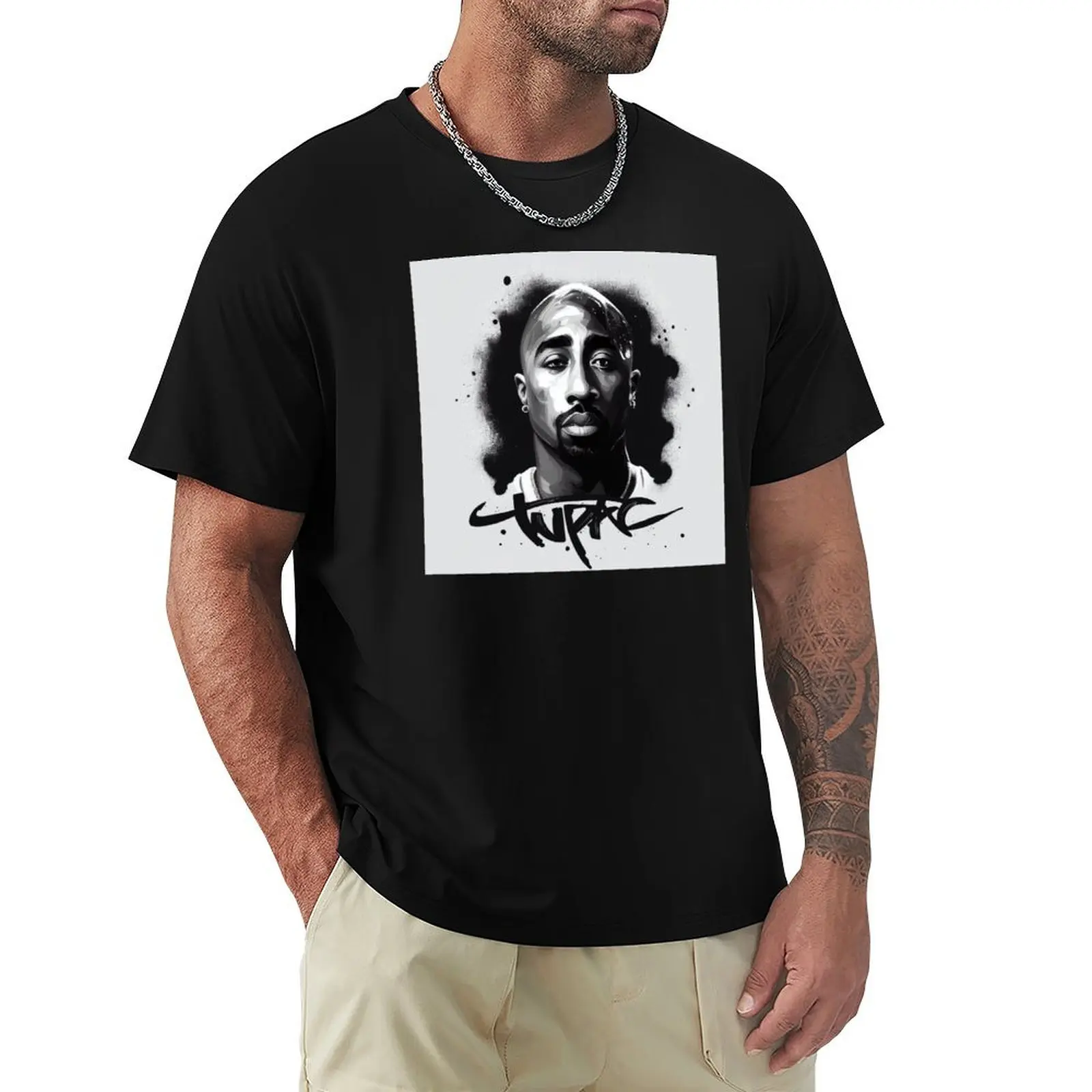 

rapper portrait T-Shirt T-shirts man cotton graphic tees street wear oversizeds heavyweight t shirts for men
