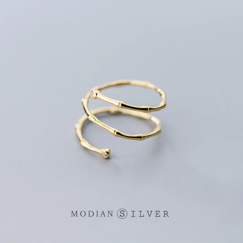 Modian Hot Fashion Authentic 925 Sterling Silver Minimalist Slub Rings For Women Open Adjustable Finger Ring Plant Fine Jewelry