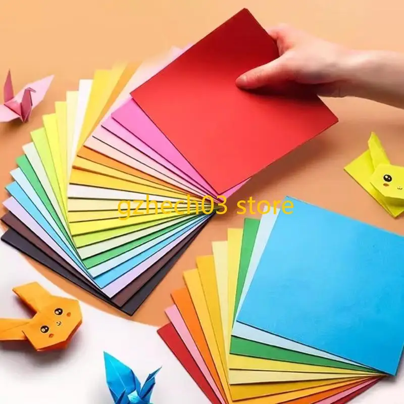 G2AC 100 Pcs Colorful Paper Double Sided Square Paper for Kids School Arts Crafts Projects