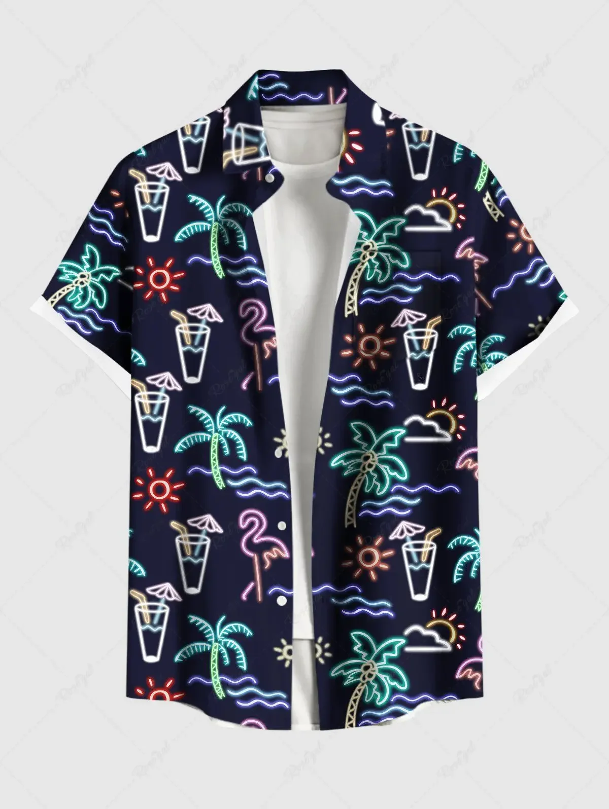

2025 Men's Hawaiian Shirts 3D Printed Short Sleeve Button Down Lapel Shirt For Summer Oversized Tops Casual Shirts For Men