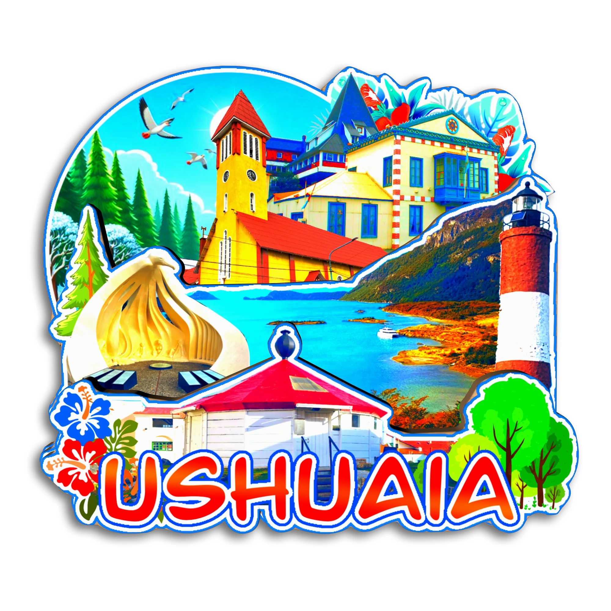 El CalafateSan كارلوس دي باريلوشي Ushuaia Puerto Iguazu Mendoza الأرجنتين الولايات المتحدة الأمريكية مغناطيس الثلاجة هدية تذكارية للسفر