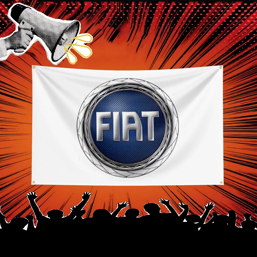 Fiat Car Flag  Polyester Banner For Garage Wall Decor Auto Show Decoration Fan Gift