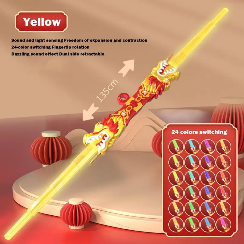 Retractable Sword Chinese Dragon With Light Sound Zodiac Dragon Telescopic For Kids 2024 Chinese New Year Spring Festival Gift