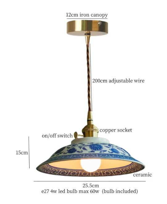 Chinese stijl retro blauw-witte porseleinen hanglampen voor balkon, nachtkastje, eetkamer en keuken