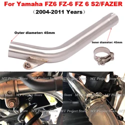 Slip On For Yamaha FZ6 FZ-6 FZ 6 S2/FAZER 2004 - 2011 Motorcycle Exhaust System Stainless Steel Middle Mid Link Pipe Muffler