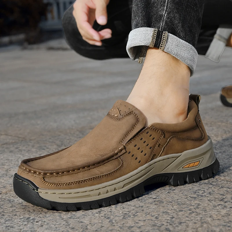 

High Quality Outdoor Comfort Men's Leather Casual Shoes Fashionable Versatile Casual Leather Shoes Classic Handmade Travel Shoes