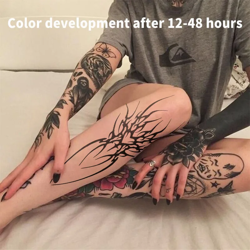 الأمريكية الظلام شوكة الذراع العشبية عصير الوشم ملصقات الرجال والنساء الساقين دائم للماء الوشم وهمية الوشم هدية حفلة