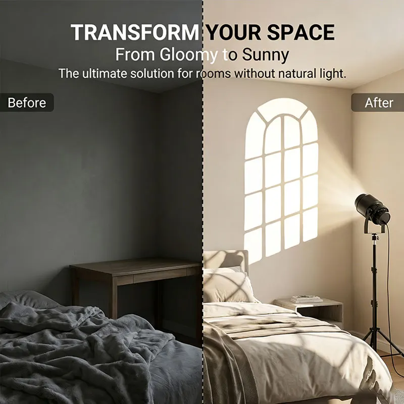 15W Virtual Fake Window Projection Lamp LED Photography Light Shadow Background Bedroom Atmosphere Light