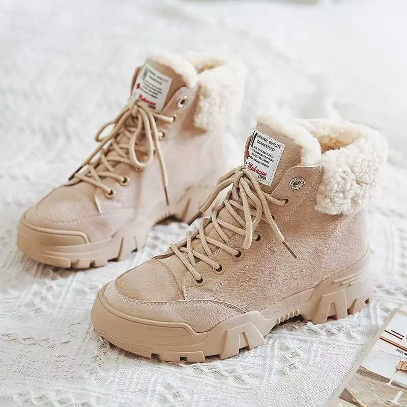 

Women's Snow Boots Fleece Lined Anti-Slip Boots Large Size Cotton Shoes Snow Boots Ladies Short Boots PU Synthetic Lea...