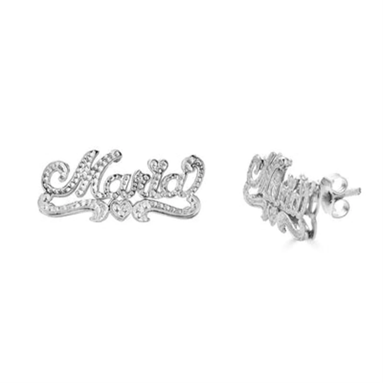 Boucles d'oreilles personnalisées à double couche en or 18 carats pour femmes, lettres de nom personnalisées, bijoux hip-hop