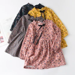 New Spring Autumn Girls Princess Dress Cotton Dresses For Kids Full Printed Flower Infant Dress Long Sleeve Girl Costume 2-8T