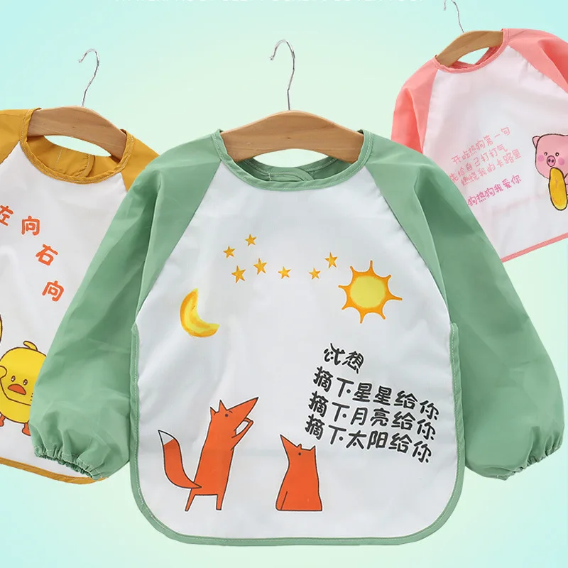 Girl Boy Baby Chid Bibs New Cute Stuff Toddler Oil Resistant Waterproof Long Sleeve Art Smock Feeding Apron