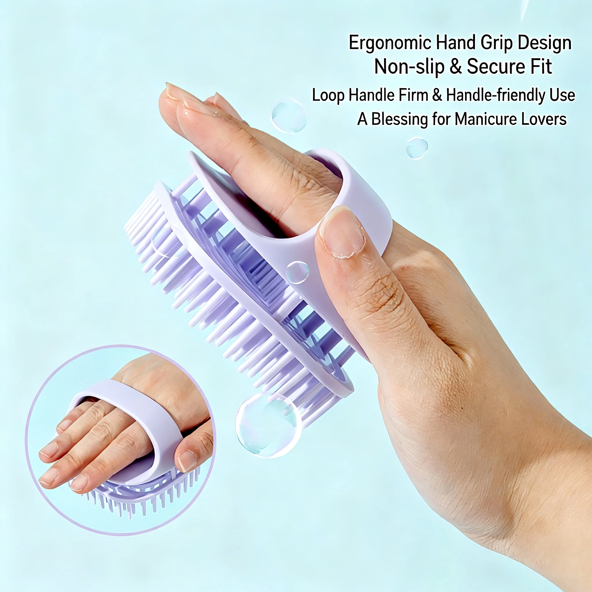 Silicone Shampoo Brush Household Scalp-Cleaning Massager Hand-Held Hair-Scratching Comb for Wet And Dry Use