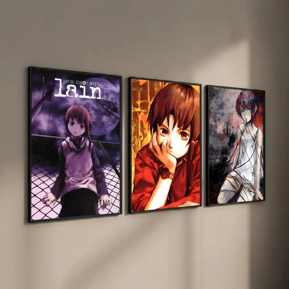 Serial Experiments Lain Poster Waterproof Sticky Wall Art Print For Bedroom Living Room Hallway Bar Home Decor
