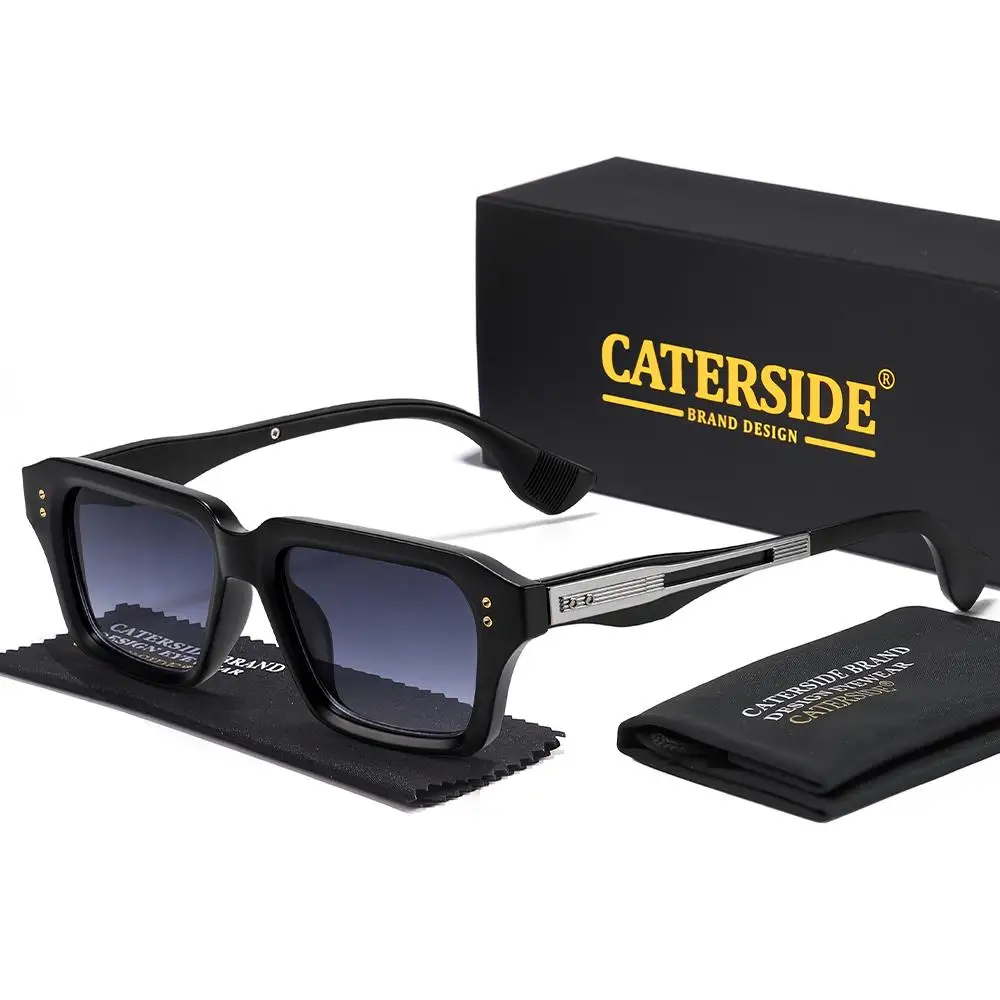 CATERSIDE Neue quadratische Sonnenbrille für Herren, Premium-PC-Rahmen mit Metallbügel, UV400, für Damen, Retro-Mode, Fahrdekoration, Brillen – Detail 13