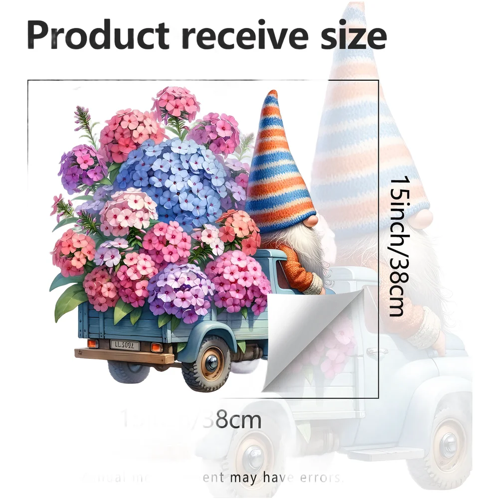 Cartoon Gnome PVC Static Cling for Windows Glass Mirrors For Living Room Bedroom Decor Sticker Blue Size 38x33cm