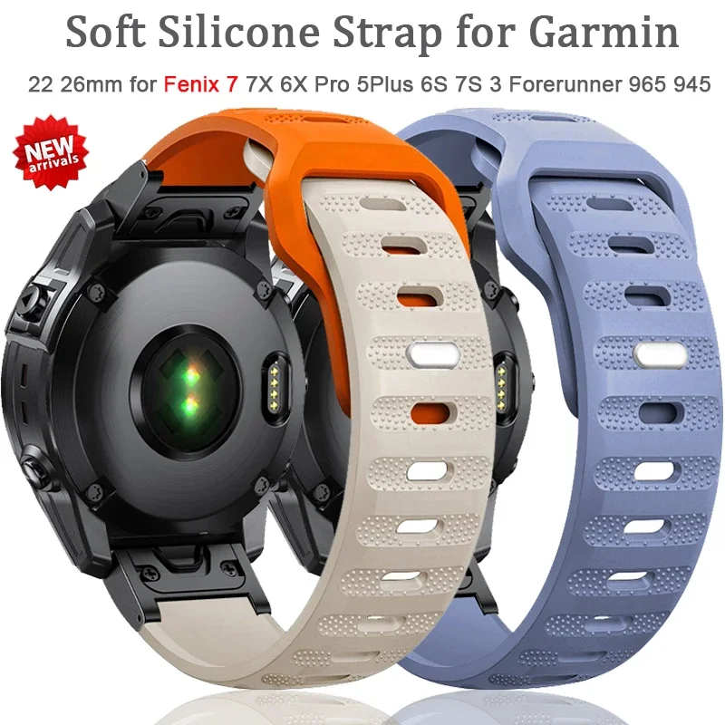 22mm 26mm Quick Fit Silicone Strap For Garmin Fenix 8 51mm 47mm/Fenix E/Fenix 5X 6X 7 7X Pro 6X GPS Forerunner 965 955 945 935
